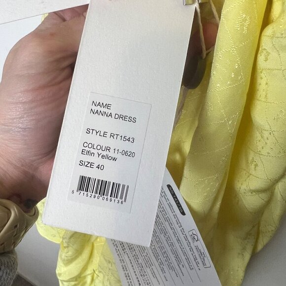 ROTATE BIRGER CHRISTENSEN Nanna Cutout Jacquard Mini Dress Size 10 Pastel Yellow - Picture 6 of 8
